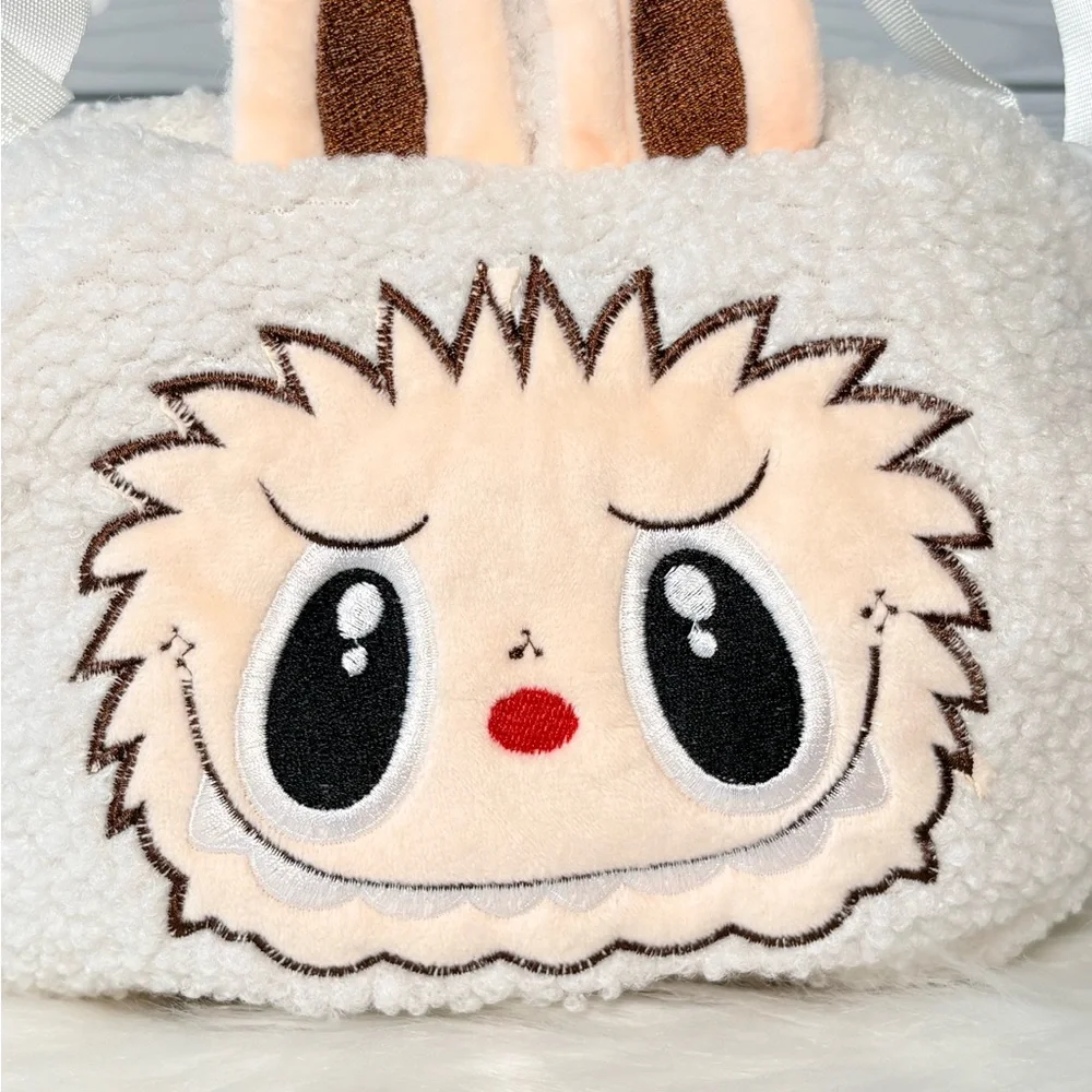 White‎ Sherpa Labubu Crossbody Bag